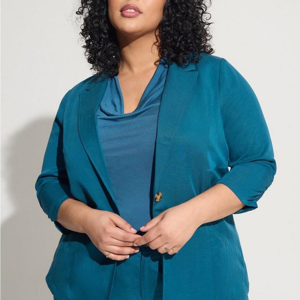 TORRID Studio Linen Blazer - Legion Blue 2X